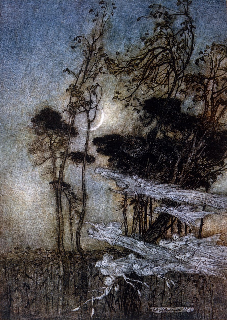亚瑟·拉克汉姆 (1867-1939) 为威廉·莎士比亚的夏夜之梦绘制的插图 作者 亚瑟·拉克汉姆（Arthur Rackham）