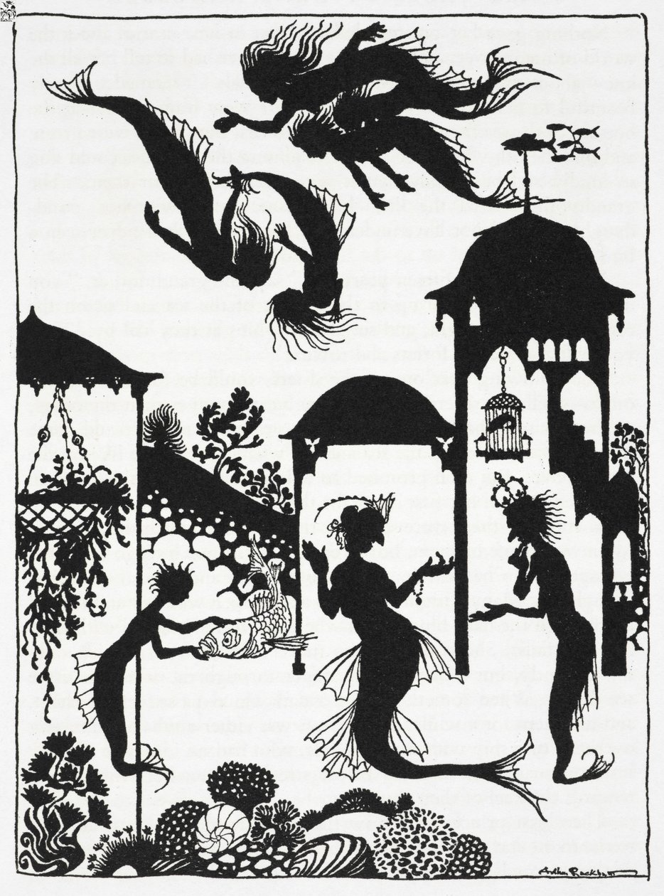 安徒生的《小美人鱼》插图（石版画） 作者 亚瑟·拉克汉姆（Arthur Rackham）