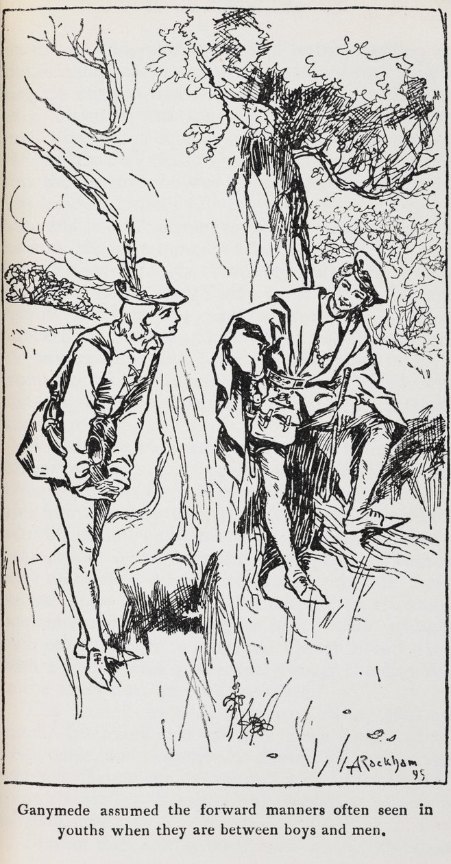 如你所愿》中甘尼米德的插图。 作者 亚瑟·拉克汉姆（Arthur Rackham）