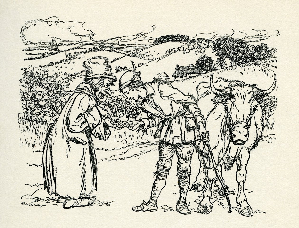 杰克和豆茎 作者 亚瑟·拉克汉姆（Arthur Rackham）