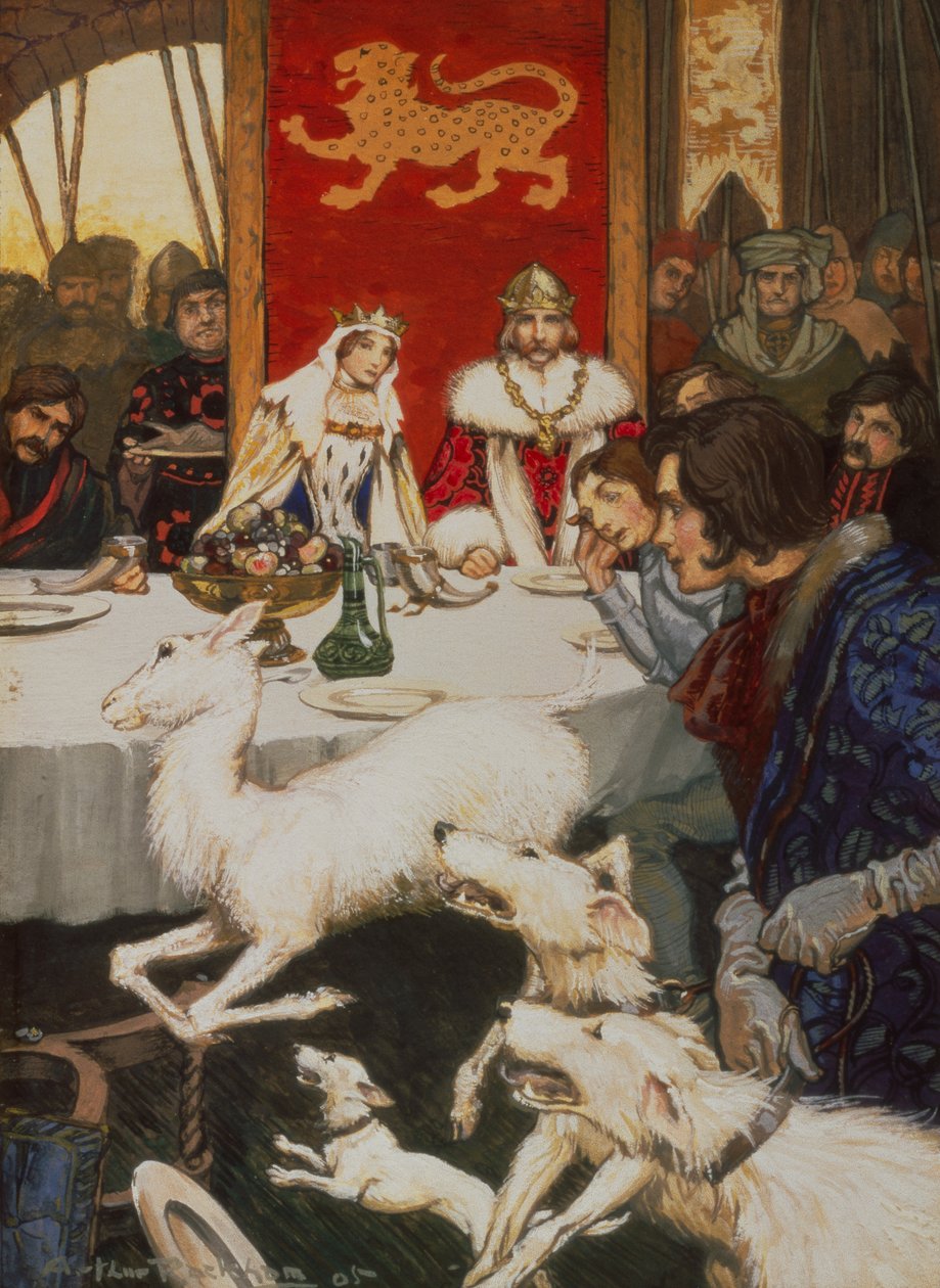 亚瑟王的婚礼盛宴 作者 亚瑟·拉克汉姆（Arthur Rackham）