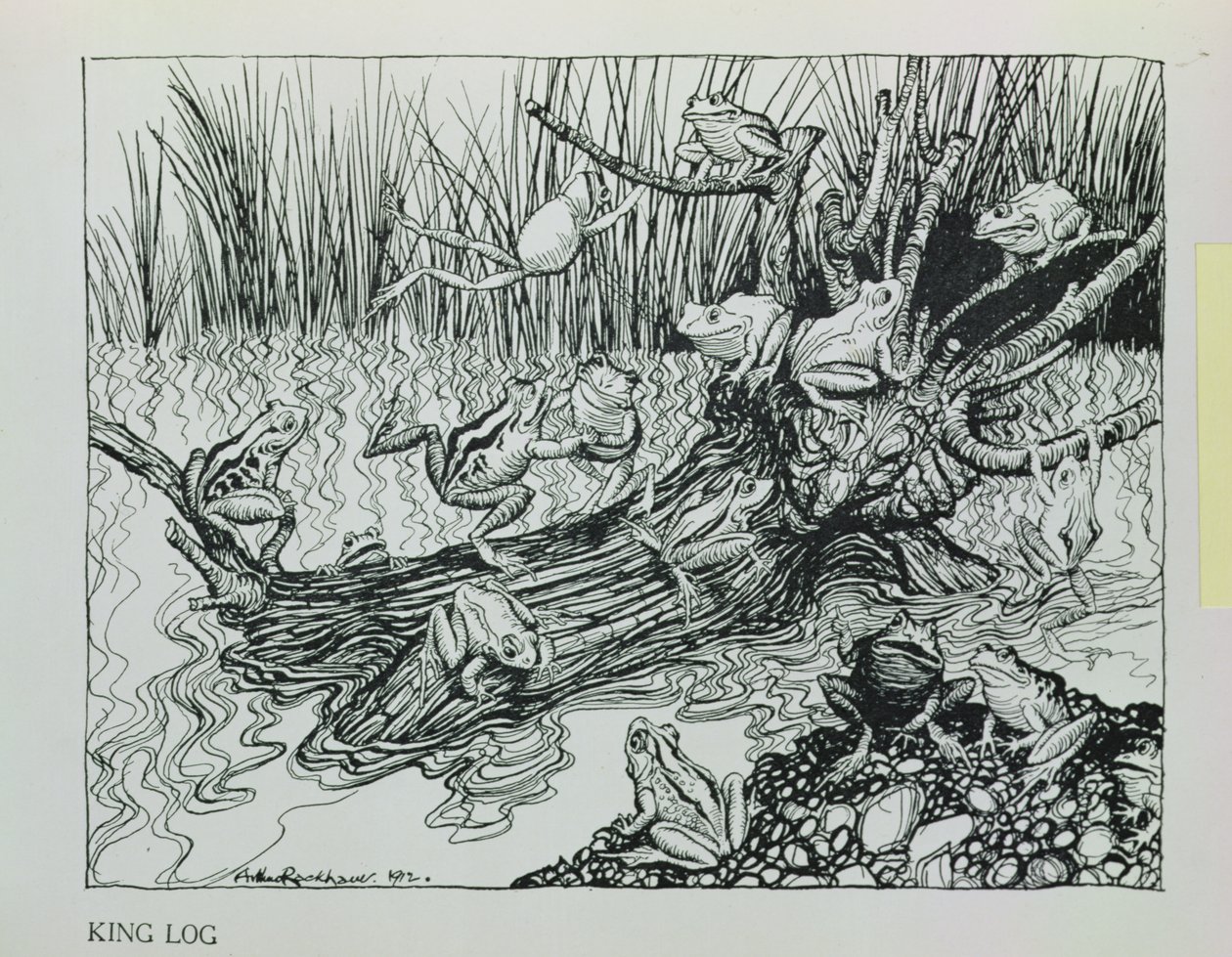 King Log，来自&39;Aesop&39;s Fables&39;的插图，由Heinemann出版，1912年 作者 亚瑟·拉克汉姆（Arthur Rackham）