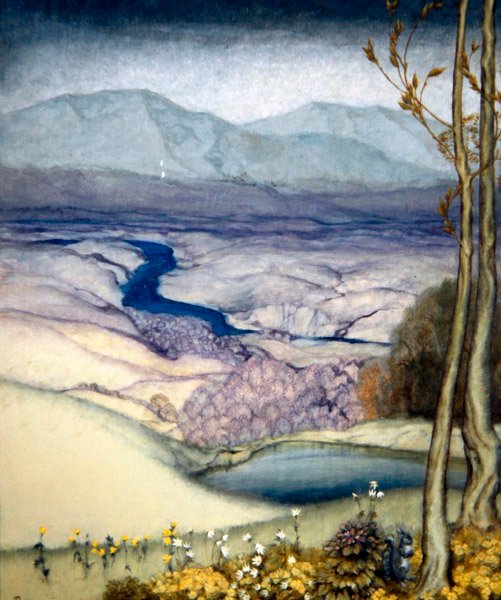 景观，c.1920（纸上wc） 作者 亚瑟·拉克汉姆（Arthur Rackham）
