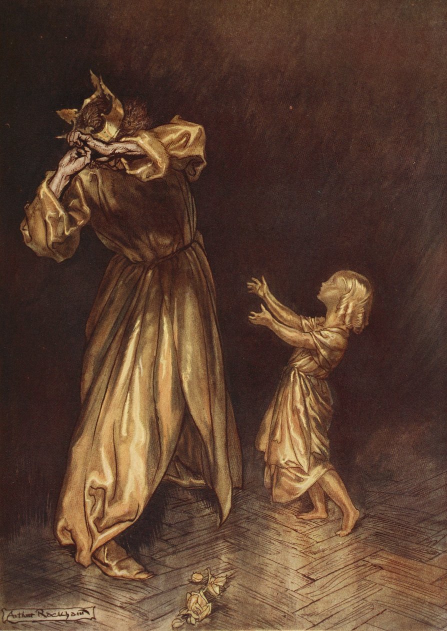 Little Marygold是一尊金色的雕像，来自1928年Nathaniel Hawthorne的“女孩和男孩的奇迹书” 作者 亚瑟·拉克汉姆（Arthur Rackham）