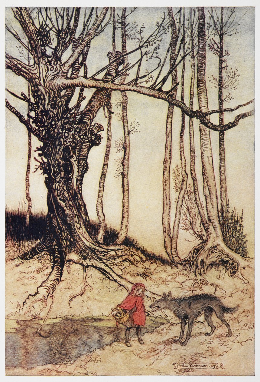 小红帽和树林里的狼 作者 亚瑟·拉克汉姆（Arthur Rackham）
