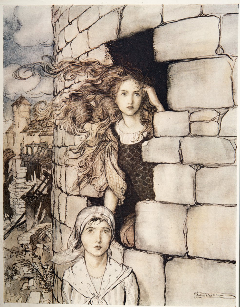 Maid Maleen，来自格林兄弟的小弟弟和其他故事，1917年出版 作者 亚瑟·拉克汉姆（Arthur Rackham）