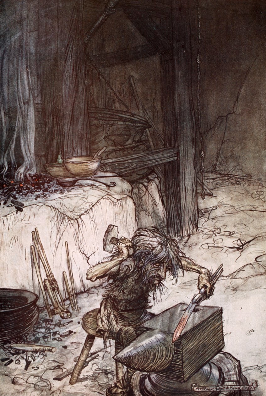 铁砧旁的哑剧》，1924年。   作者 亚瑟·拉克汉姆（Arthur Rackham）