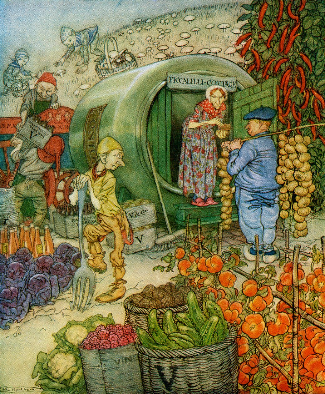 来自FA Steel的“English Fairy Tales Retold”于1927年出版的醋先生和夫人 作者 亚瑟·拉克汉姆（Arthur Rackham）