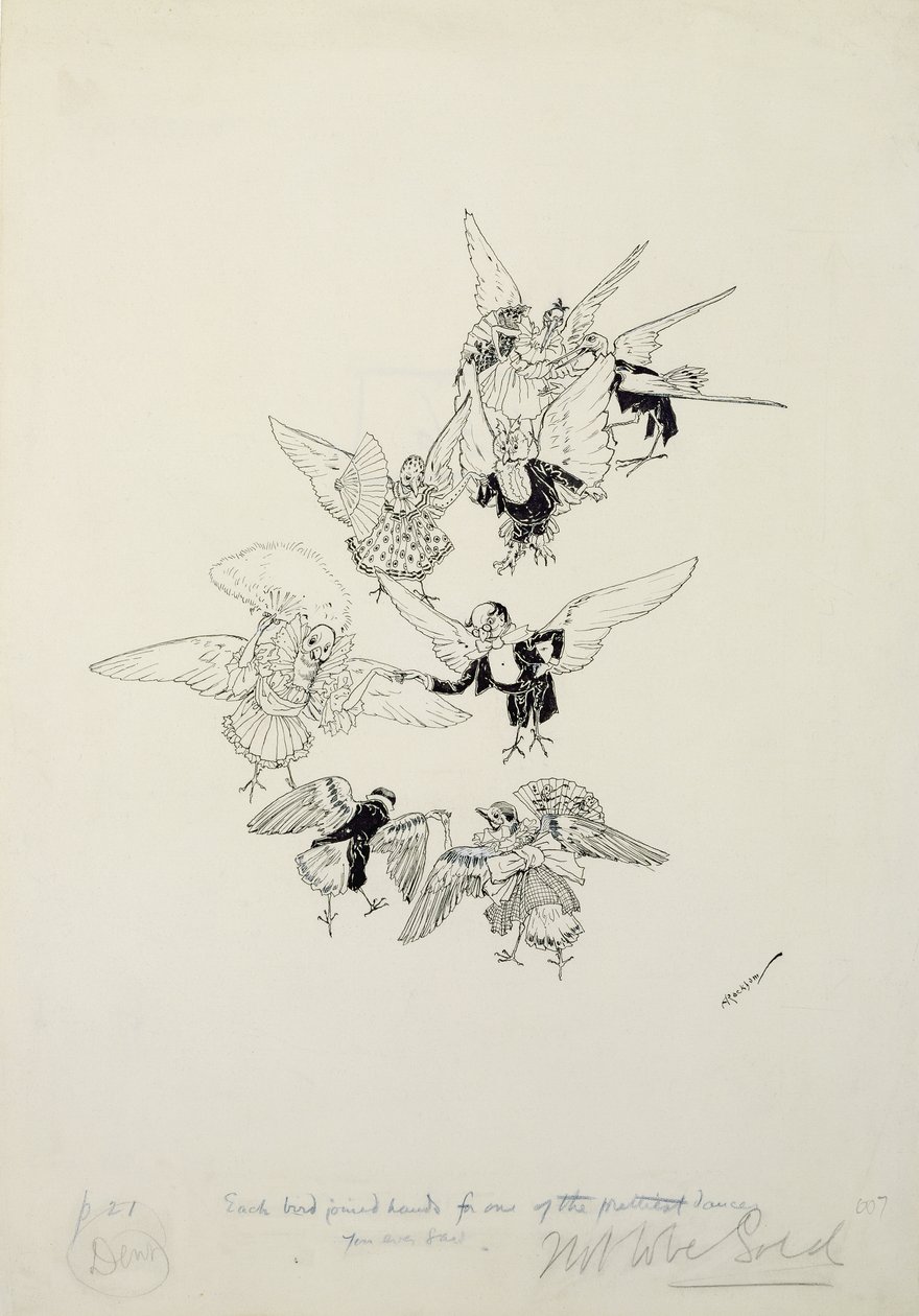 你见过的最漂亮的舞蹈之一，Zankiwank和Bletherwitch的插图，SJ Adair Fitzgerald，1896年出版（钢笔和墨水） 作者 亚瑟·拉克汉姆（Arthur Rackham）