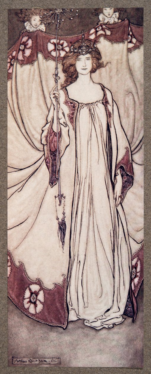 女王马布，在花园中统治......，由JM Barrie（1860  -  1937）在肯辛顿花园的彼得潘，酒吧。 1906年 作者 亚瑟·拉克汉姆（Arthur Rackham）