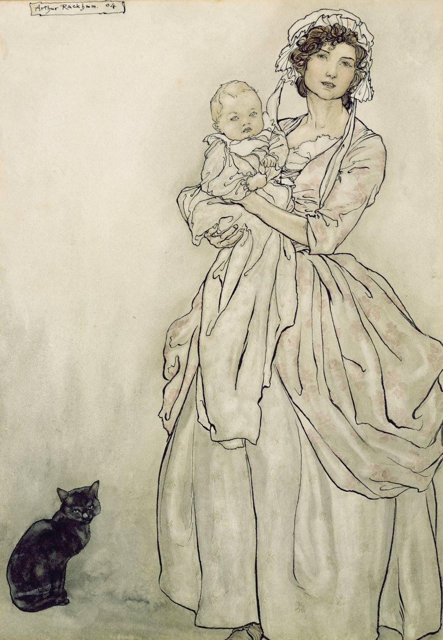 撕裂女儿和孙子，1904年（wc用笔和墨水在纸上） 作者 亚瑟·拉克汉姆（Arthur Rackham）