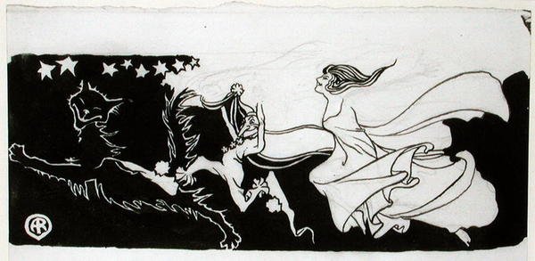 星光嬉戏（纸上的笔墨）。 作者 亚瑟·拉克汉姆（Arthur Rackham）