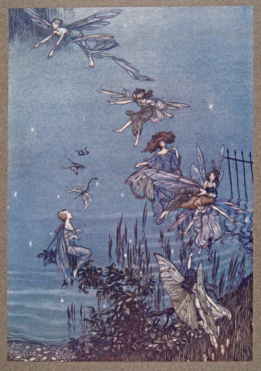蛇纹石的仙女，来自JM Barrie（1860  -  1937）在肯辛顿花园的小飞侠，酒吧。 1906年 作者 亚瑟·拉克汉姆（Arthur Rackham）