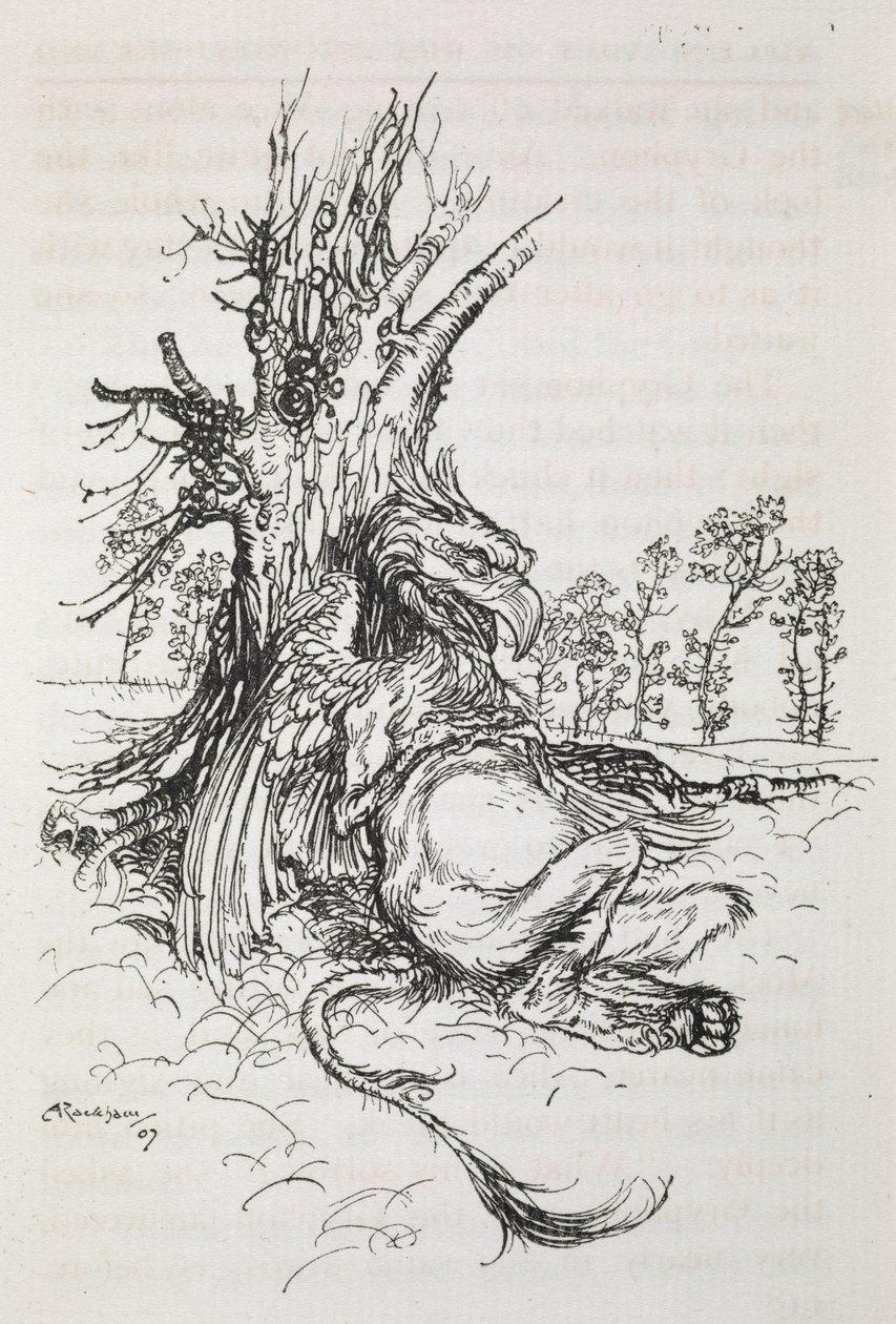 靠树而坐的麒麟 作者 亚瑟·拉克汉姆（Arthur Rackham）