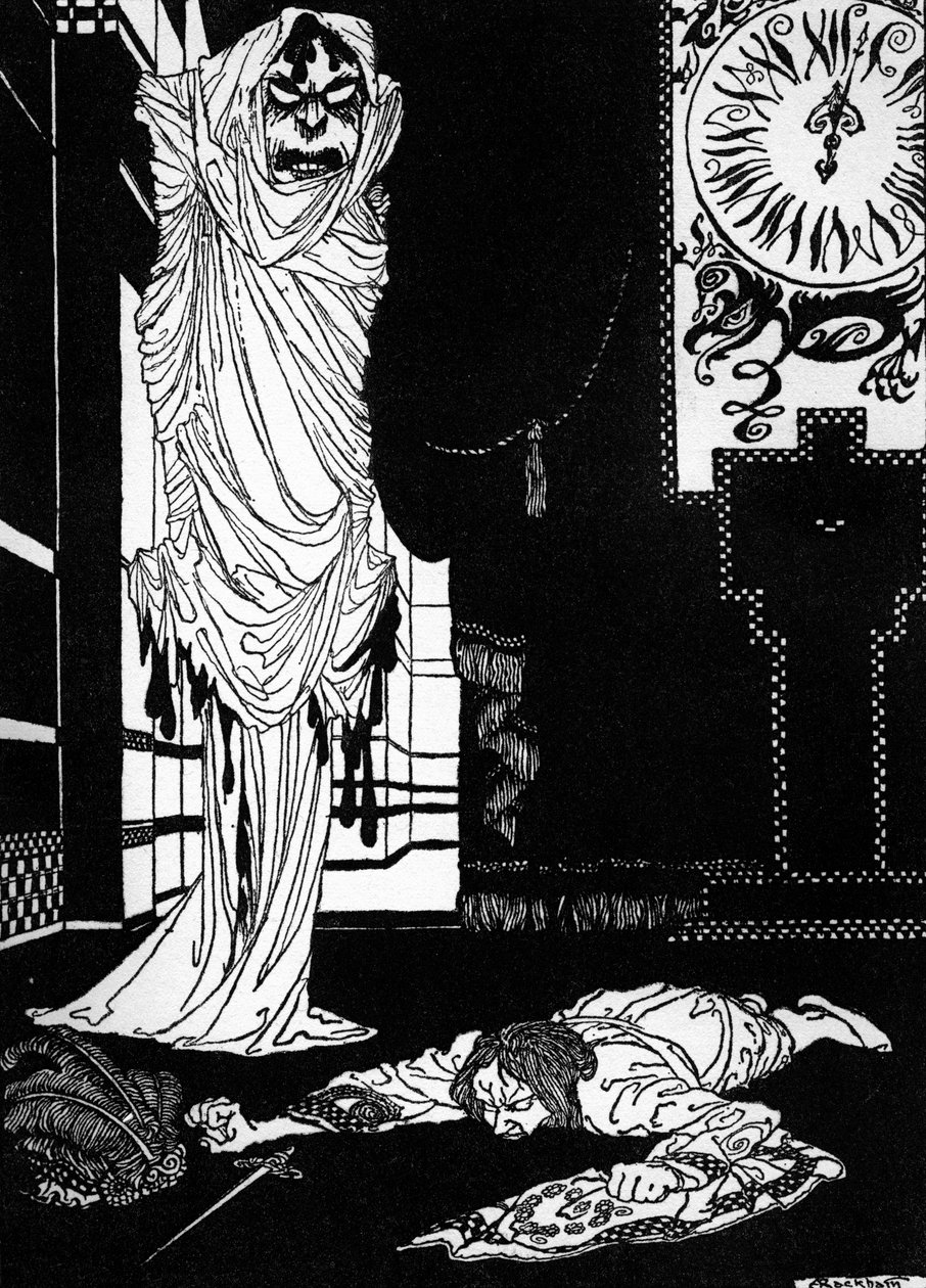 埃德加-爱伦-坡的《红死病的面具》。 作者 亚瑟·拉克汉姆（Arthur Rackham）