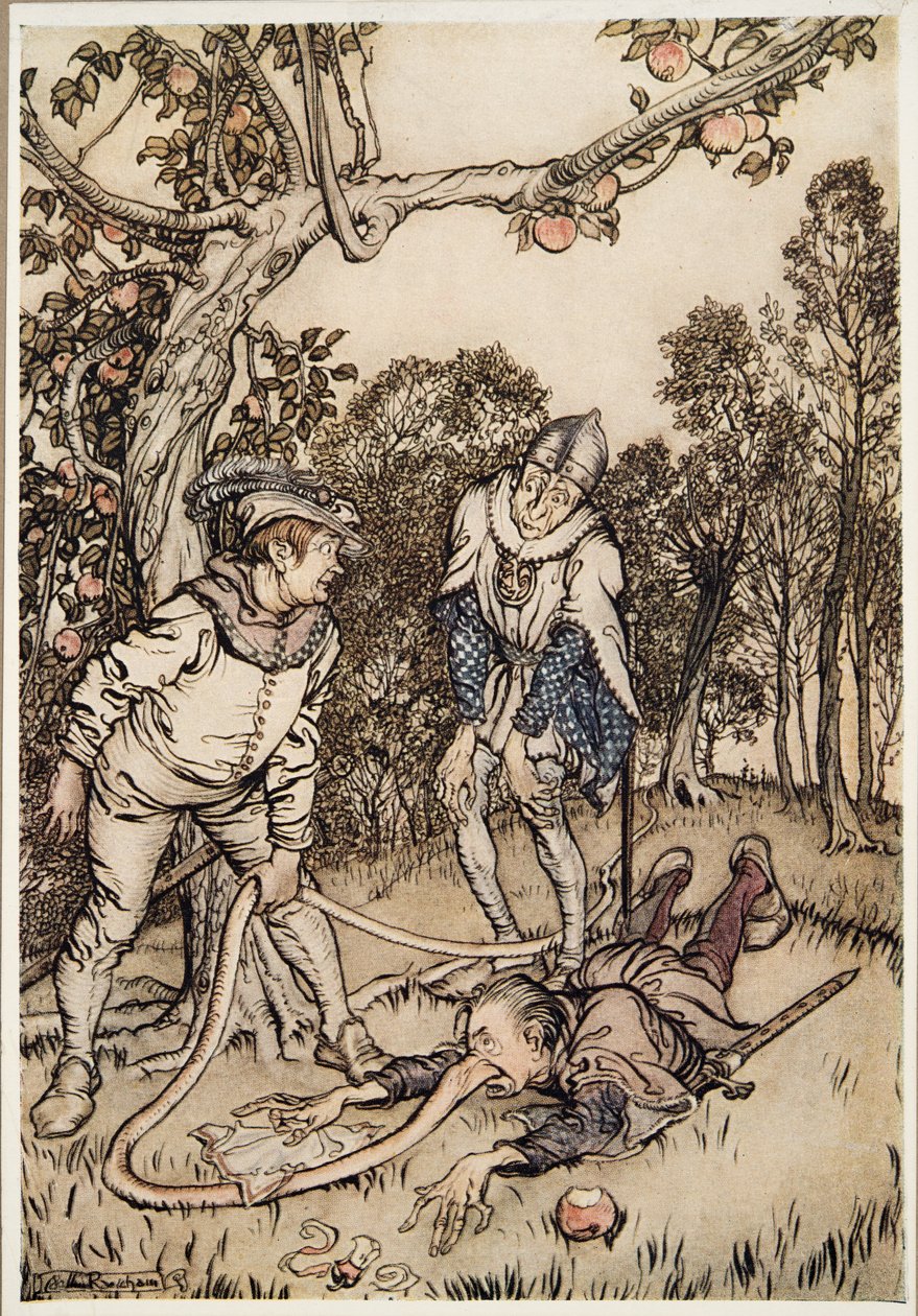 The Nose Tree，来自格林兄弟的小弟弟和其他故事，1917年 作者 亚瑟·拉克汉姆（Arthur Rackham）