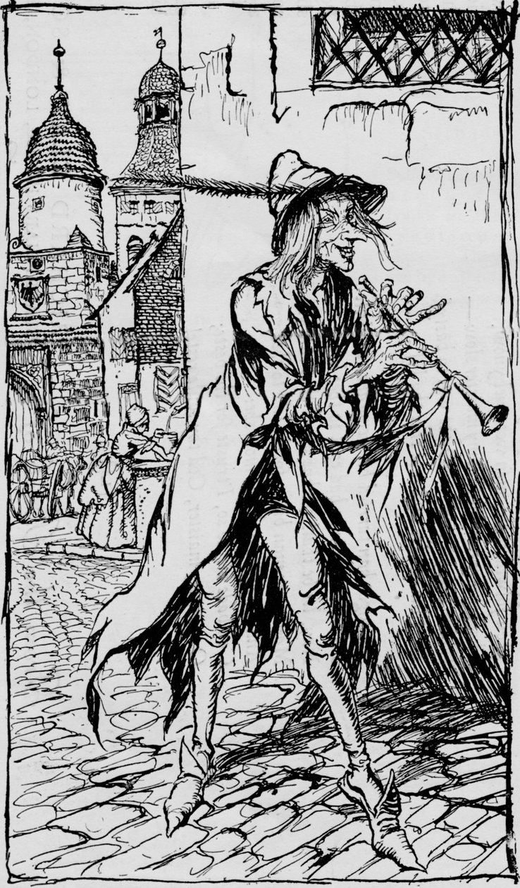 哈梅林的吹笛人，1934年 作者 亚瑟·拉克汉姆（Arthur Rackham）
