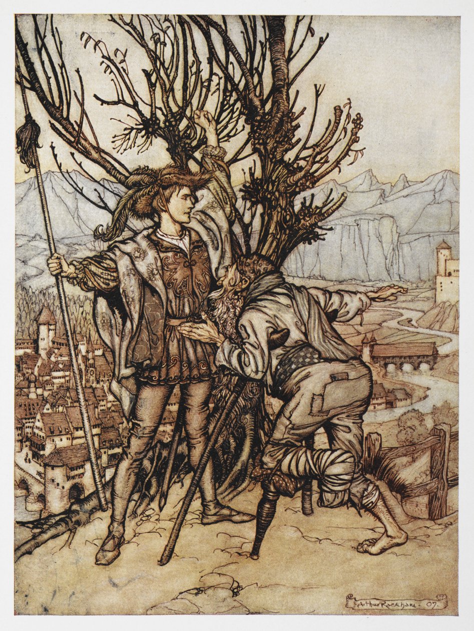 《睡美人》中的《荆棘玫瑰》中的王子 作者 亚瑟·拉克汉姆（Arthur Rackham）