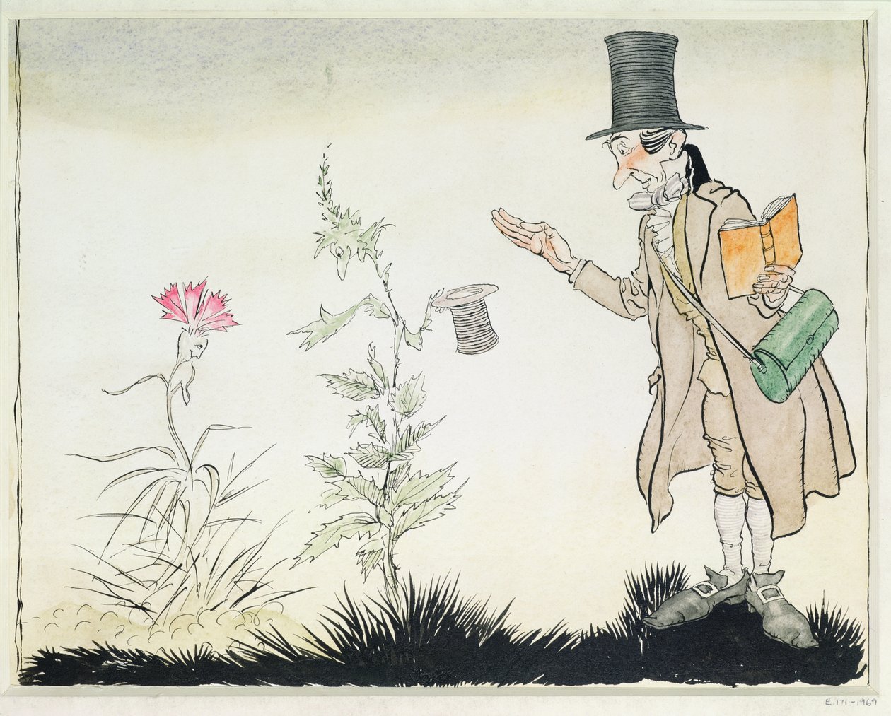 教授无法忍受这样的事情，1932年汉斯·克里斯蒂安·安徒生（Hans Christian Andersen）的童话故事中的“阿达的小花儿”（Ada&39;s Little Flowers）插图 作者 亚瑟·拉克汉姆（Arthur Rackham）