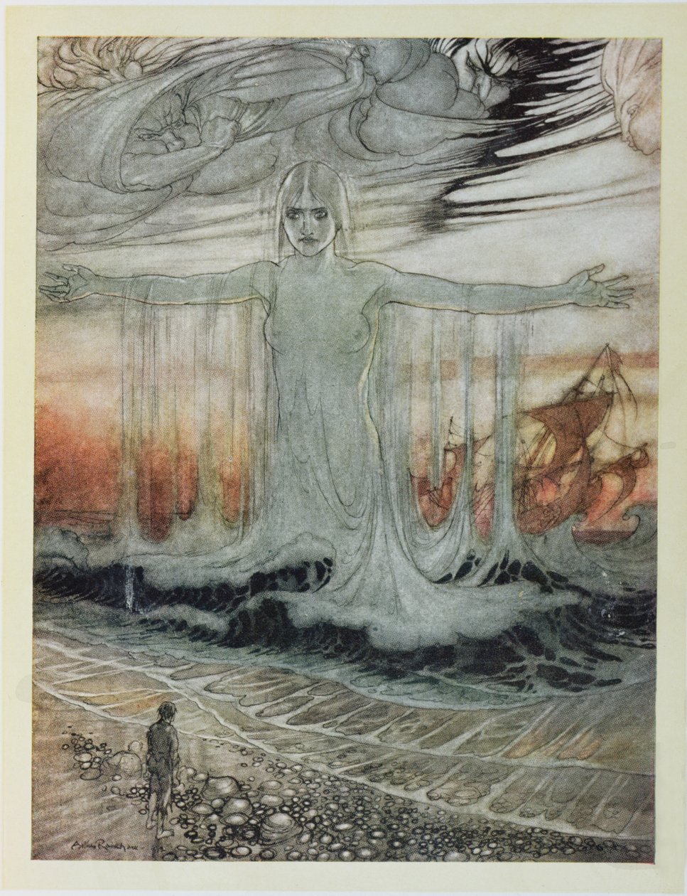 1912年Heinemann出版的“Aesop&39;s Fables”中的“海难与海难” 作者 亚瑟·拉克汉姆（Arthur Rackham）