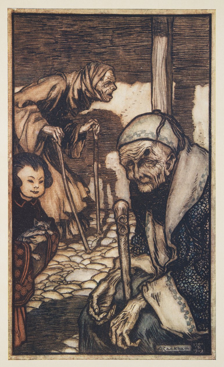 Struldbrugs，来自乔纳森·斯威夫特（Jonathan Swift，1667 - 1745）的《格列佛游记》，酒吧。 1909（彩色石版画） 作者 亚瑟·拉克汉姆（Arthur Rackham）