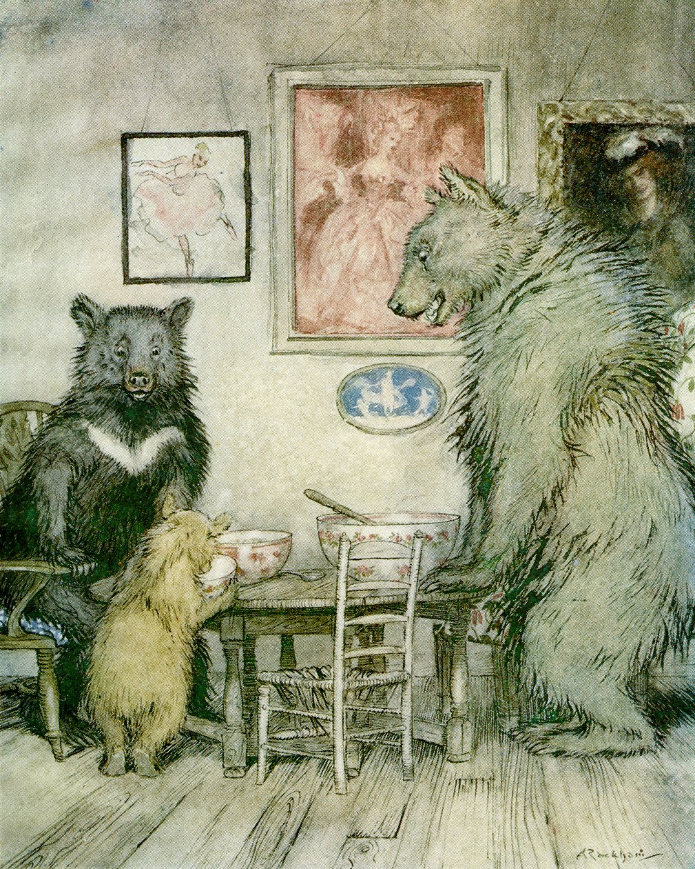 三只熊 作者 亚瑟·拉克汉姆（Arthur Rackham）