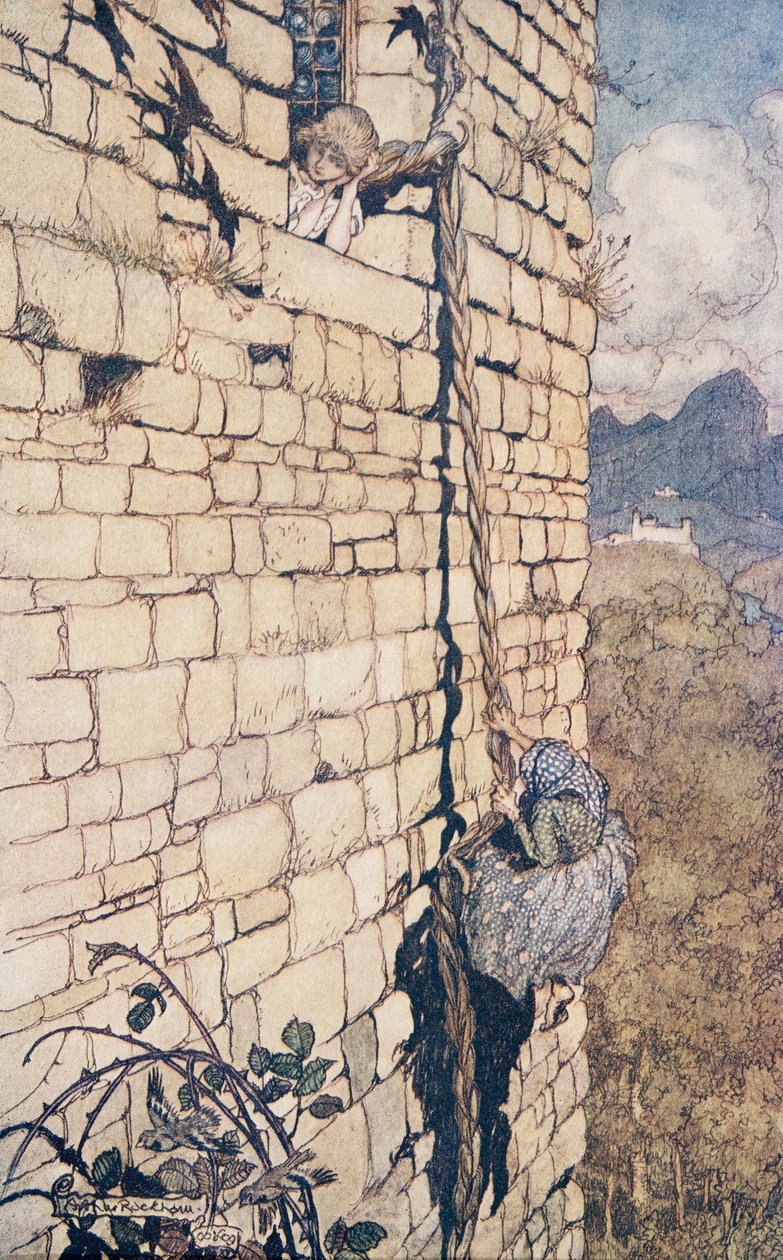 女巫爬出来了，来自格林兄弟的童话故事吧。 1909年 作者 亚瑟·拉克汉姆（Arthur Rackham）