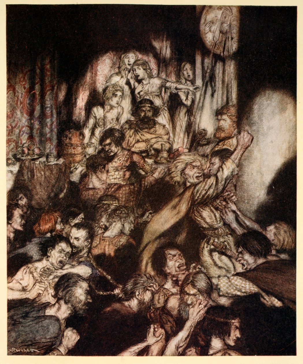 The banqueting hall was in tumult, illustration from 