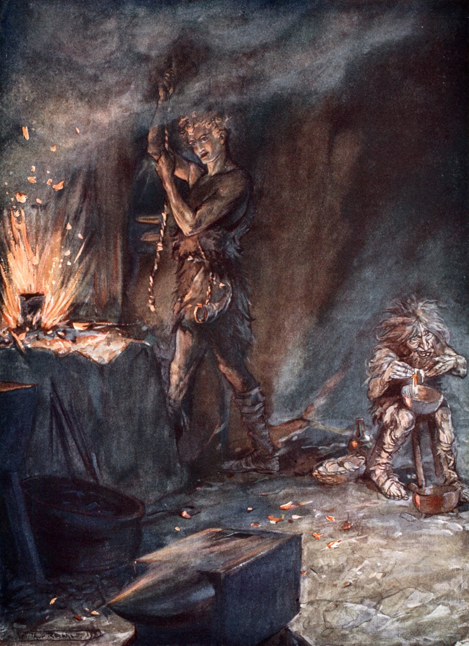 诺顿的锻造》，1924年。   作者 亚瑟·拉克汉姆（Arthur Rackham）