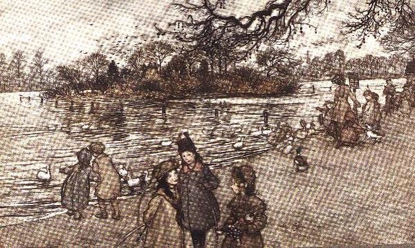 1906年JM Barrie在肯辛顿花园的彼得潘出生的所有鸟类的岛屿 作者 亚瑟·拉克汉姆（Arthur Rackham）