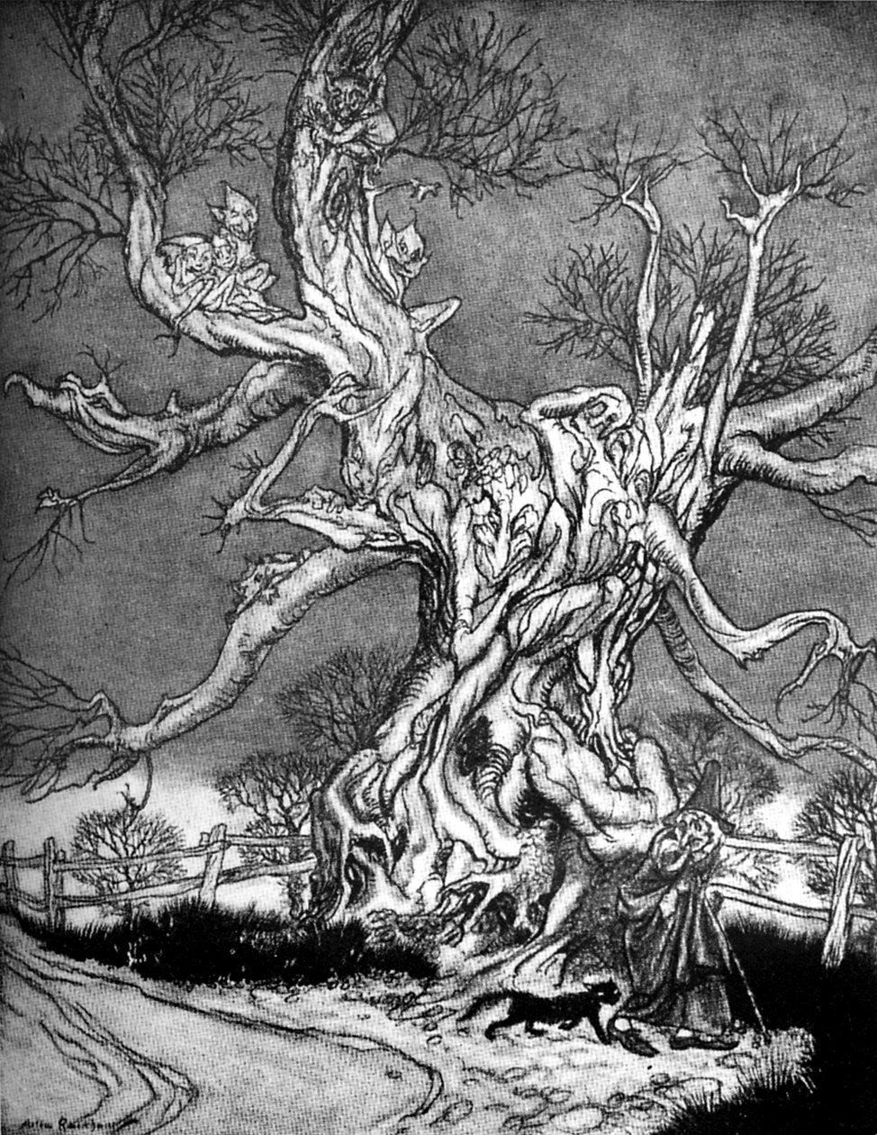 沉睡谷的传说"。 作者 亚瑟·拉克汉姆（Arthur Rackham）