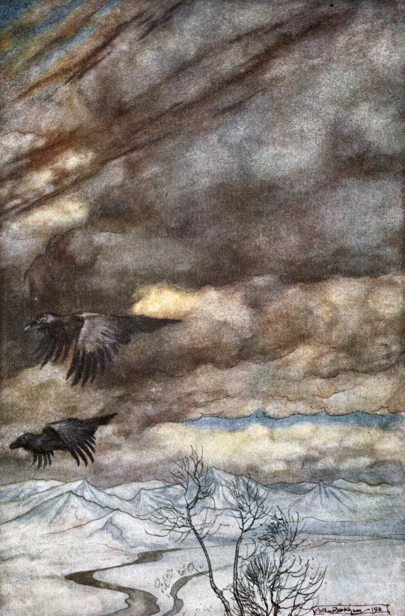 沃坦的乌鸦》，1924年。   作者 亚瑟·拉克汉姆（Arthur Rackham）