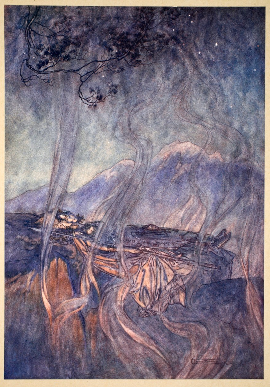 布伦希尔德的睡眠》，1910年。   作者 亚瑟·拉克汉姆（Arthur Rackham）