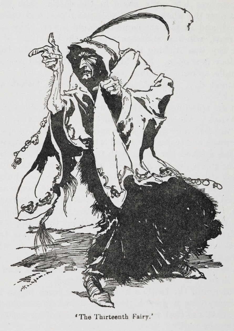 布里尔玫瑰》（《睡美人》）中的第十三位仙女 作者 亚瑟·拉克汉姆（Arthur Rackham）