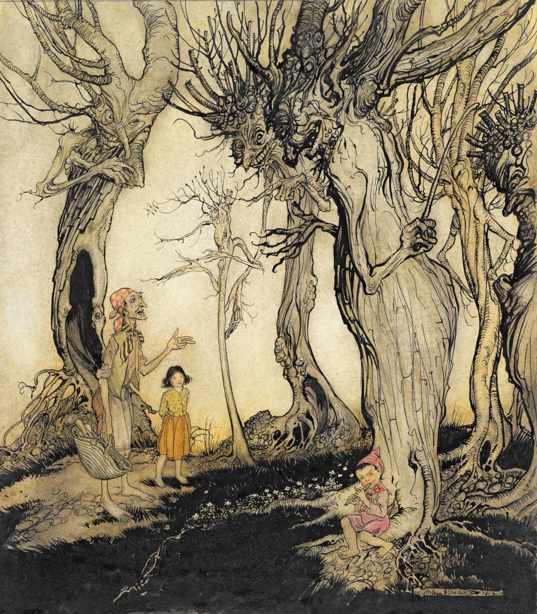 树木和斧头，来自&39;Aesop&39;s Fables&39;，c.1912（笔和墨水在纸上用wc） 作者 亚瑟·拉克汉姆（Arthur Rackham）
