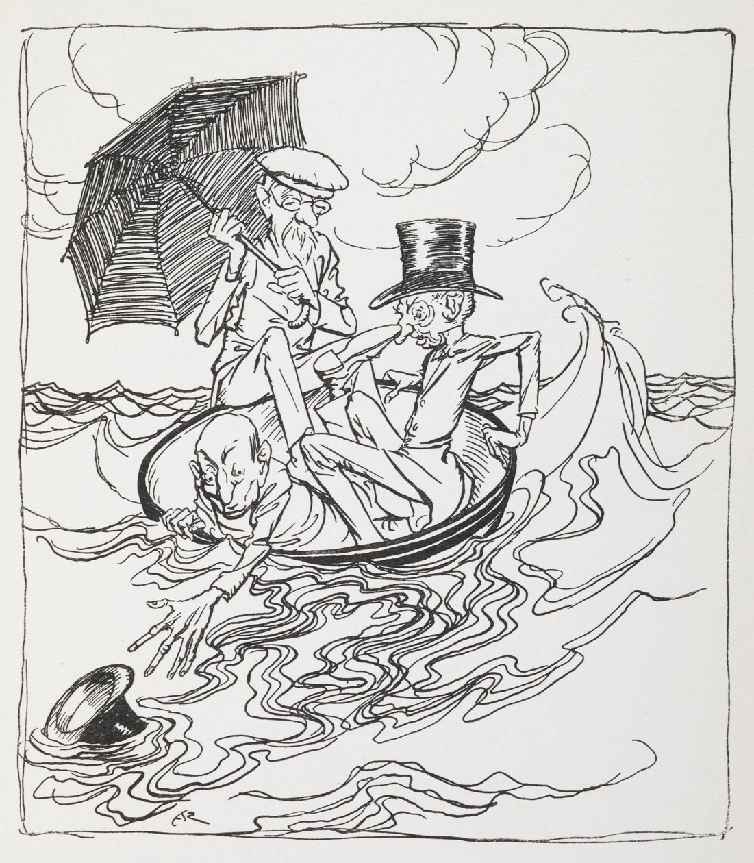 海上碗中的三个人 作者 亚瑟·拉克汉姆（Arthur Rackham）