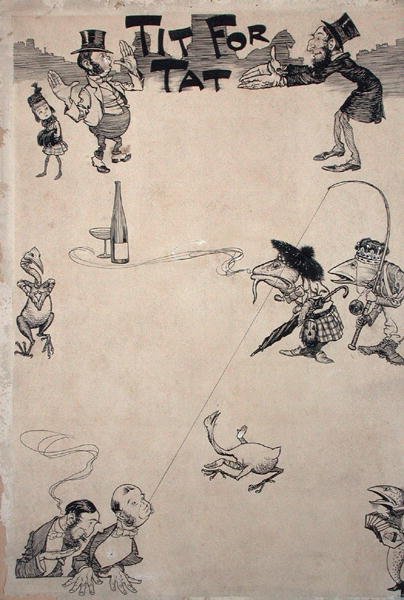 Tit for Tat，卡塞尔杂志的插图，1902年出版（纸上笔墨）（见202131）。 作者 亚瑟·拉克汉姆（Arthur Rackham）