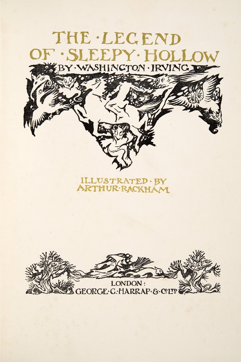 标题页，来自Washngton Irving的传说（1783  -  1859年），酒吧。 1928年 作者 亚瑟·拉克汉姆（Arthur Rackham）