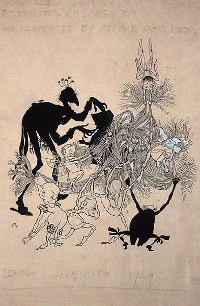 S.J. Adair Fitzgerald所著的《The Zankiwank and the Bletherwitch》的扉页插图，1896年出版（纸上笔墨）。 作者 亚瑟·拉克汉姆（Arthur Rackham）