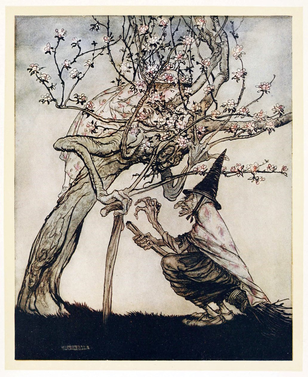 我的树！我的树啊！你看过我顽皮的小女仆吗？来自English Fairy Tales，pub。 1922年 作者 亚瑟·拉克汉姆（Arthur Rackham）