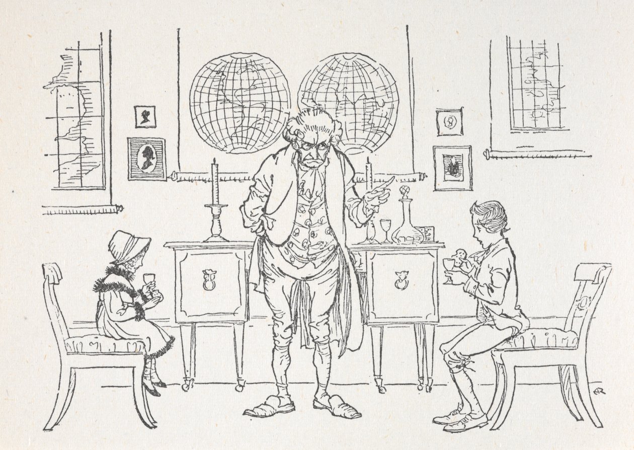 两个孩子和他们的校长 作者 亚瑟·拉克汉姆（Arthur Rackham）