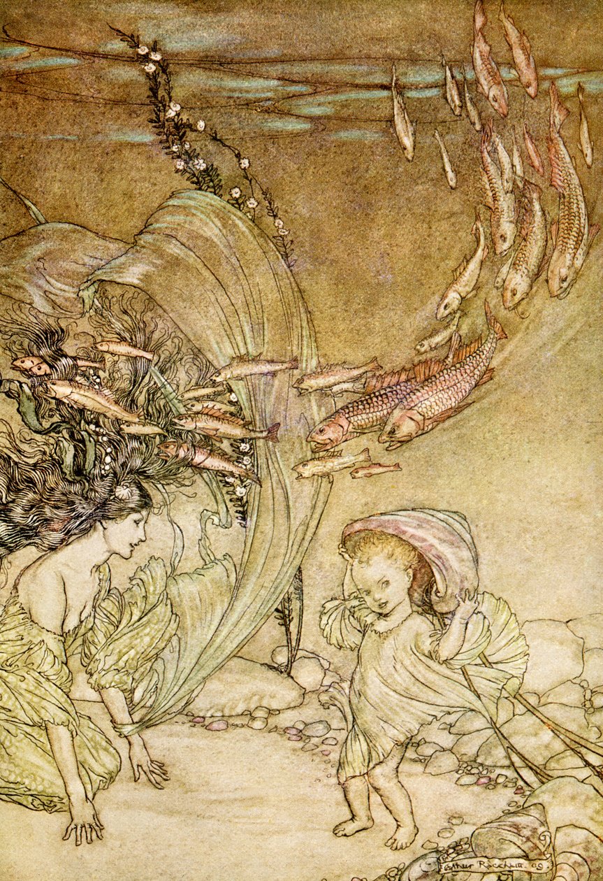在Friedrich de laMotteFouqué的Undine 作者 亚瑟·拉克汉姆（Arthur Rackham）