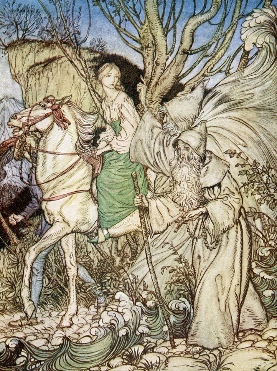 在Friedrich de laMotteFouqué的Undine 作者 亚瑟·拉克汉姆（Arthur Rackham）