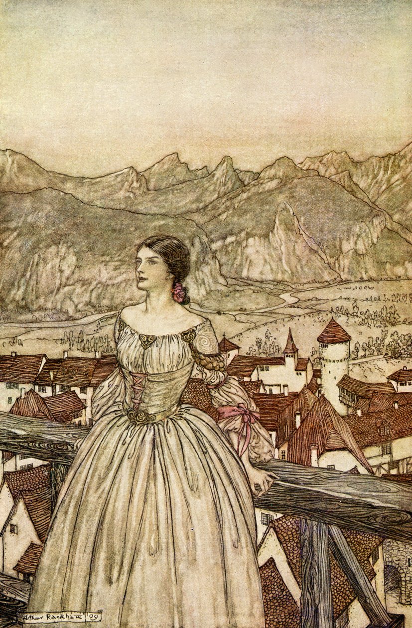 在Friedrich de laMotteFouqué的Undine 作者 亚瑟·拉克汉姆（Arthur Rackham）