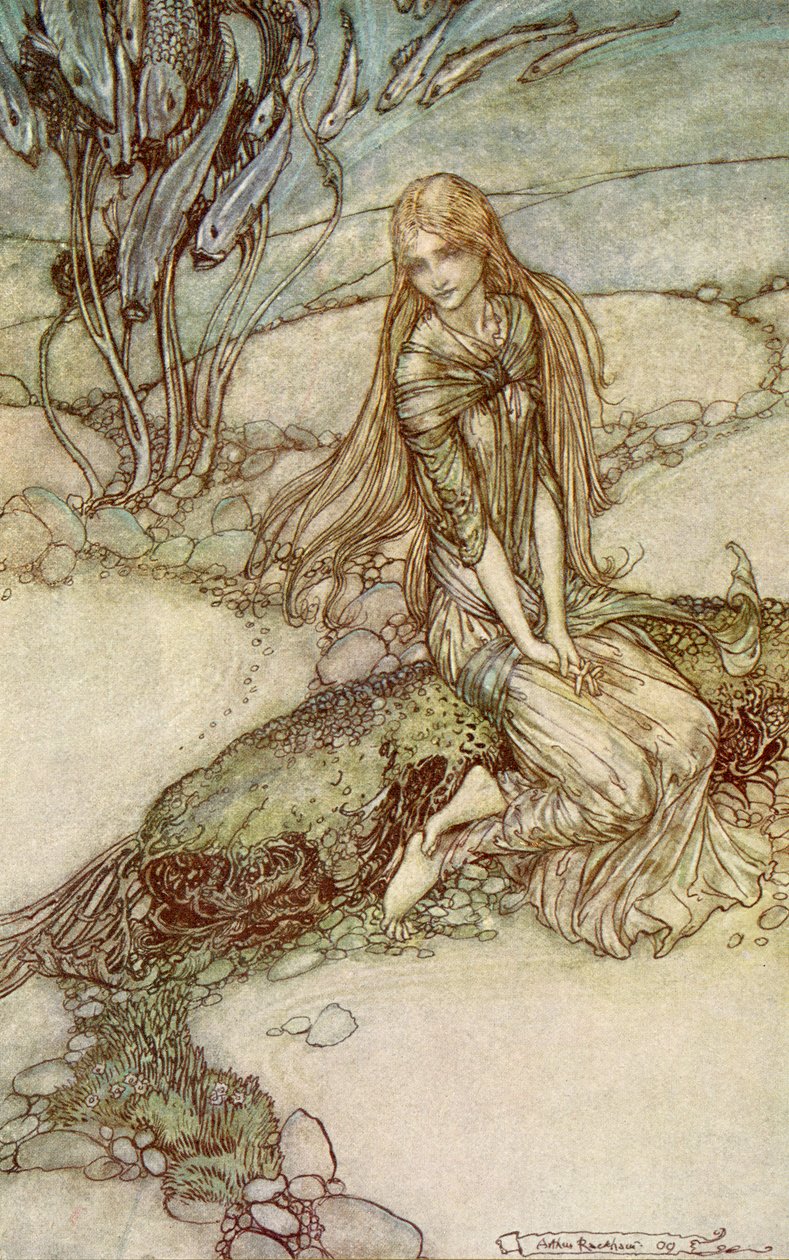 在Friedrich de laMotteFouqué的Undine 作者 亚瑟·拉克汉姆（Arthur Rackham）