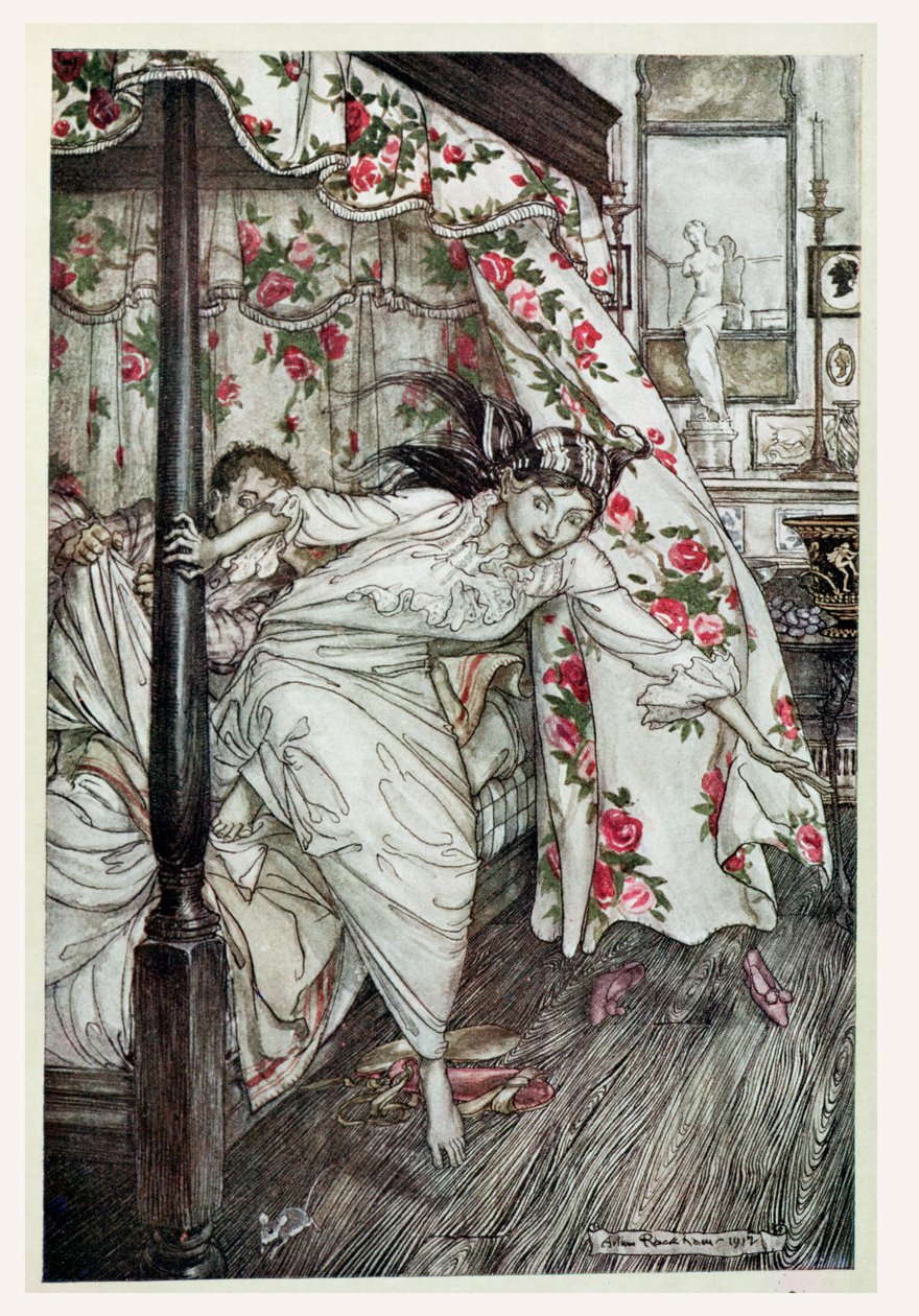 金星和猫，来自&39;伊索寓言&39;的插图，由Heinemann出版，1912年（彩色光刻） 作者 亚瑟·拉克汉姆（Arthur Rackham）