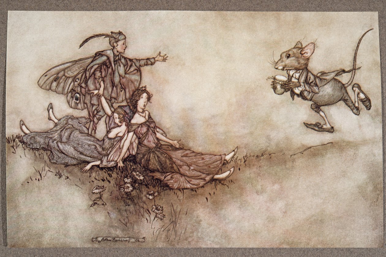 从JM Barrie（1860  -  1937），酒吧的肯辛顿花园的彼得潘（Peter Pan）开始，壁花果汁有助于恢复落地的舞者。 1906年 作者 亚瑟·拉克汉姆（Arthur Rackham）