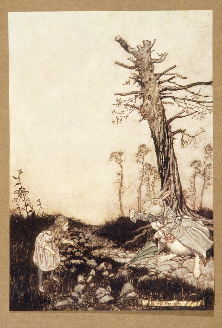 为什么Mary Ann，你在这里做什么？，来自Alices Adventures in Wonderland，作者：Lewis Carroll，pub.1907 作者 亚瑟·拉克汉姆（Arthur Rackham）