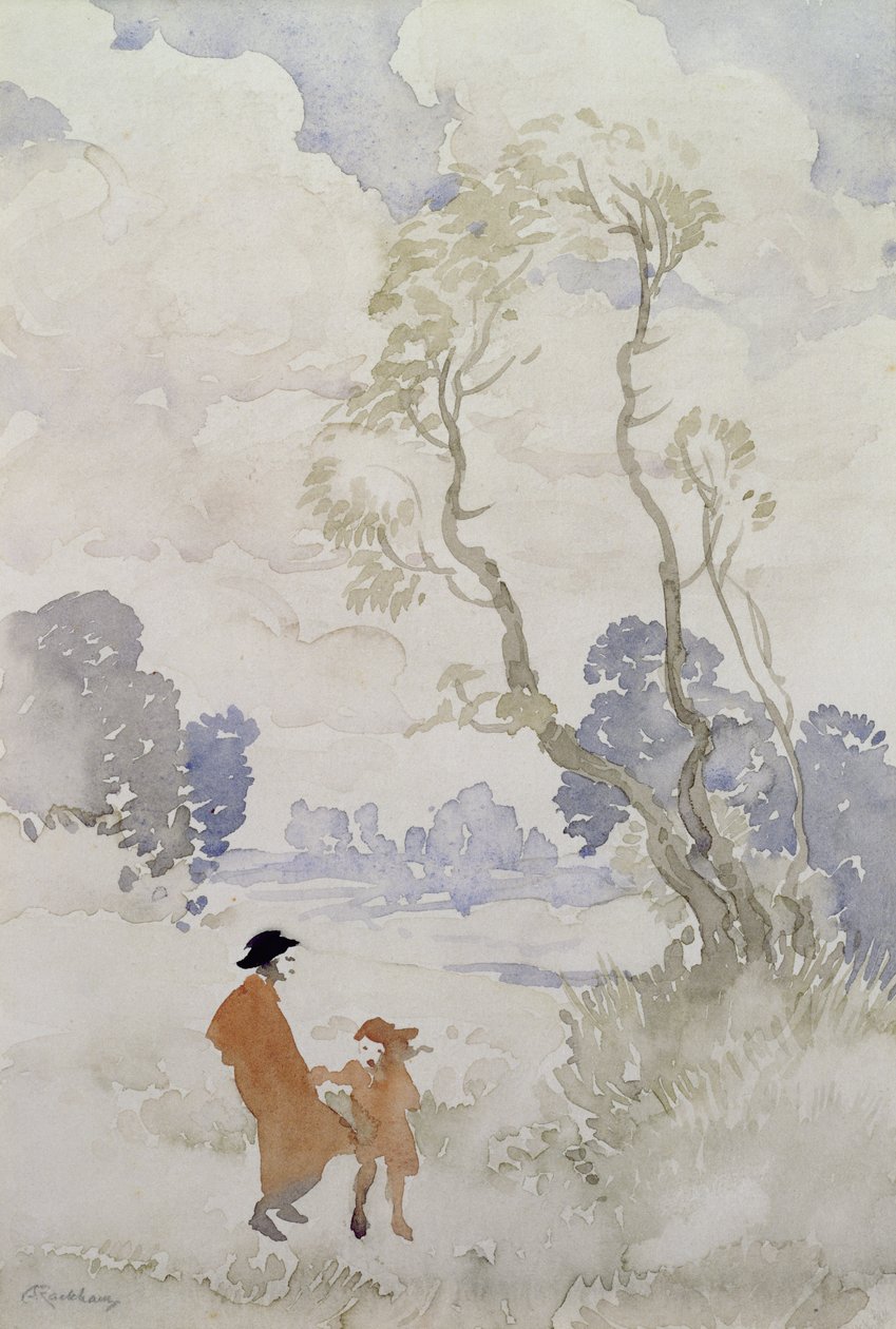 刮风的日子（纸上的wc） 作者 亚瑟·拉克汉姆（Arthur Rackham）