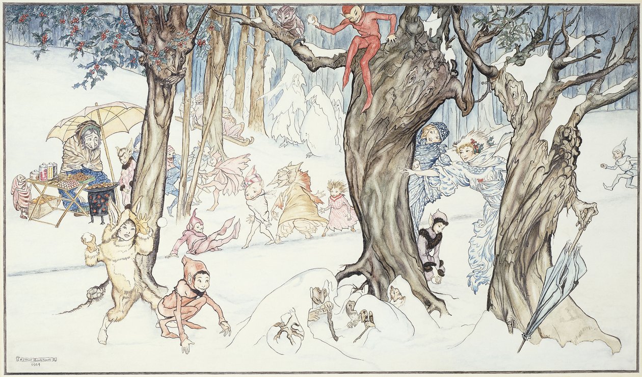 1924年的冬季嬉戏 作者 亚瑟·拉克汉姆（Arthur Rackham）
